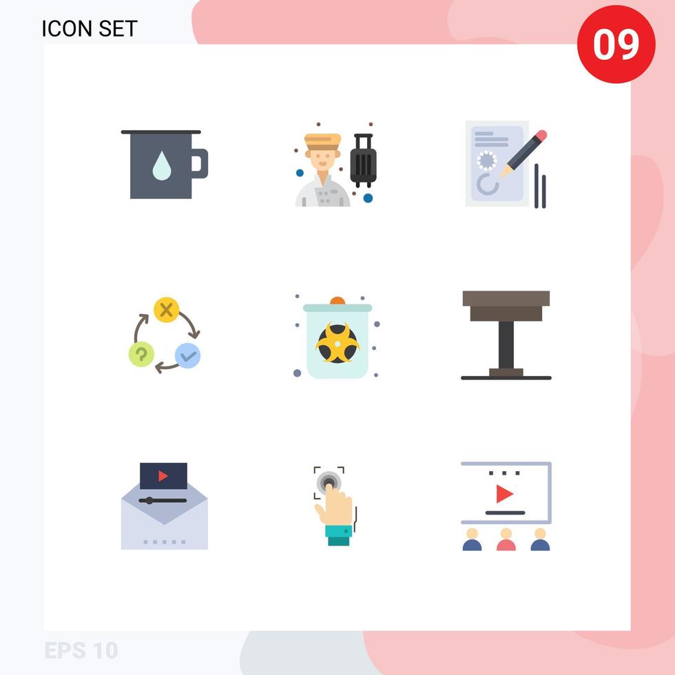 Stock Vector Icon Pack of 9 Line Signs and Symbols for realization issues edit flow drawing Editable Vector Design Elements