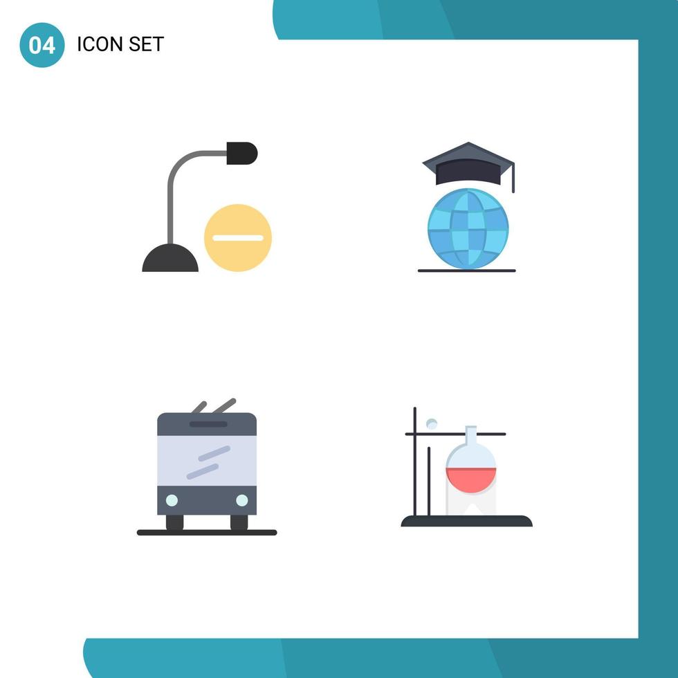 Set of 4 Modern UI Icons Symbols Signs for computers bus hardware internet trolley bus Editable Vector Design Elements