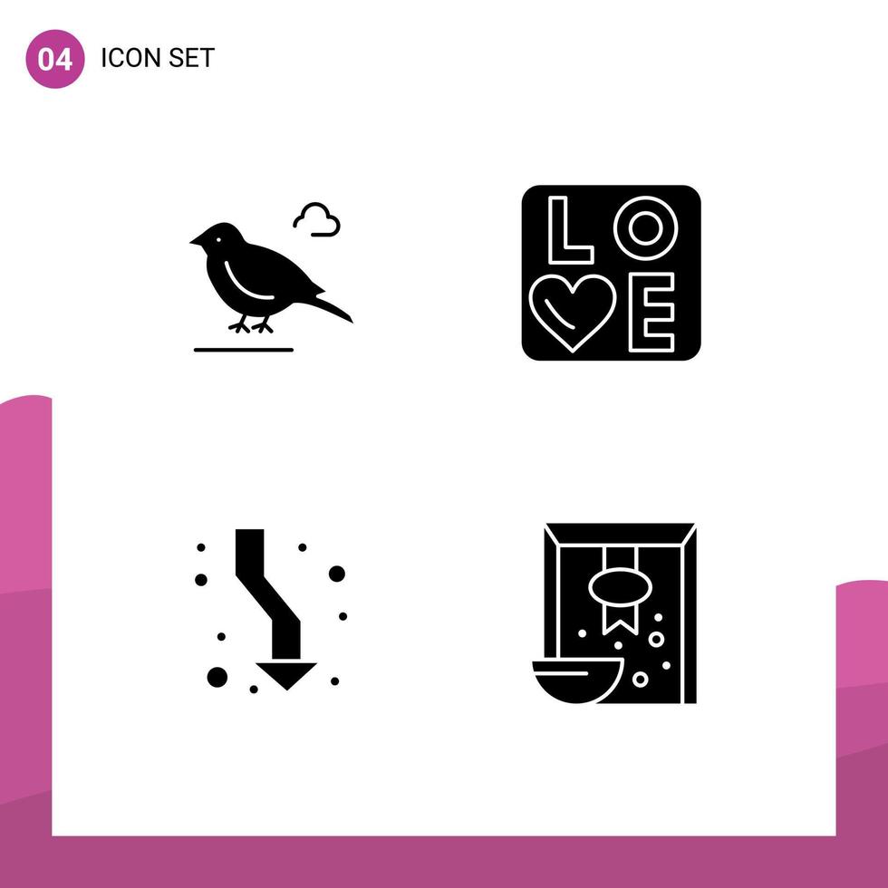 Solid Glyph concept for Websites Mobile and Apps bird arrows sparrow heart direction Editable Vector Design Elements
