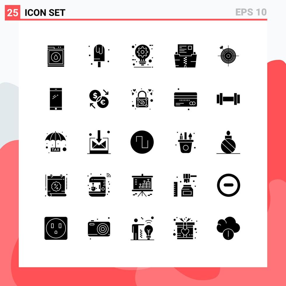 Pack of 25 creative Solid Glyphs of file data sweet zip design Editable Vector Design Elements