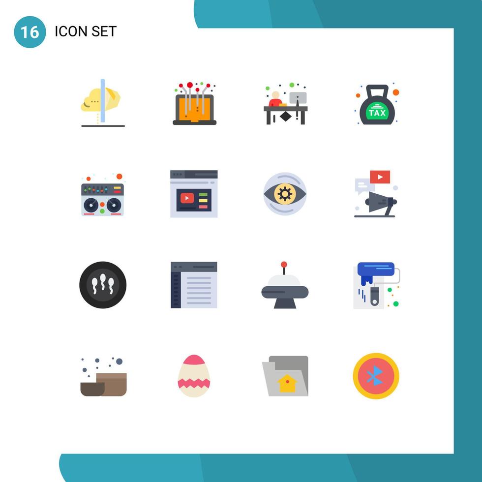 Modern Set of 16 Flat Colors Pictograph of money duty system banking front Editable Pack of Creative Vector Design Elements