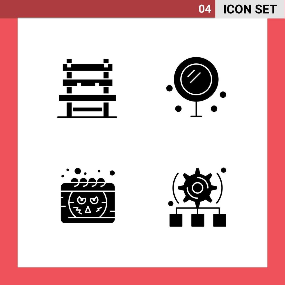 Stock Vector Icon Pack of 4 Line Signs and Symbols for chair date waiting love smiley Editable Vector Design Elements