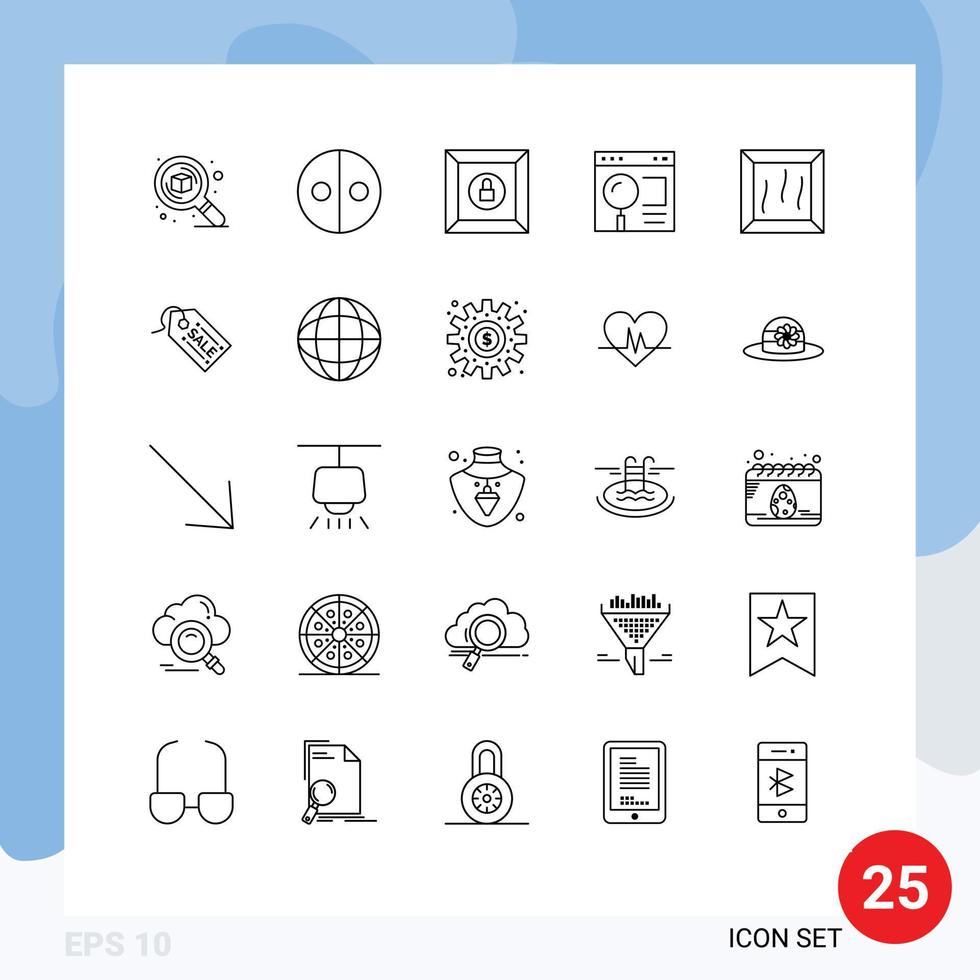 User Interface Pack of 25 Basic Lines of bundle search symbols page browser Editable Vector Design Elements