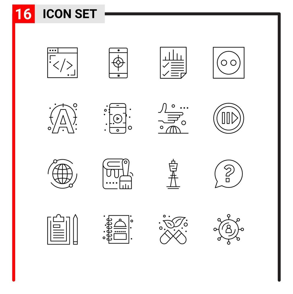 Stock Vector Icon Pack of 16 Line Signs and Symbols for edit light document electricity apartment Editable Vector Design Elements