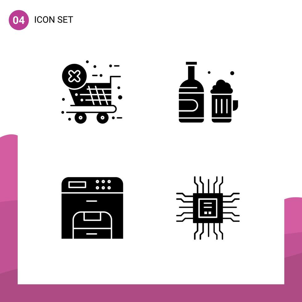 User Interface Pack of 4 Basic Solid Glyphs of checkout machine bottle canada book Editable Vector Design Elements