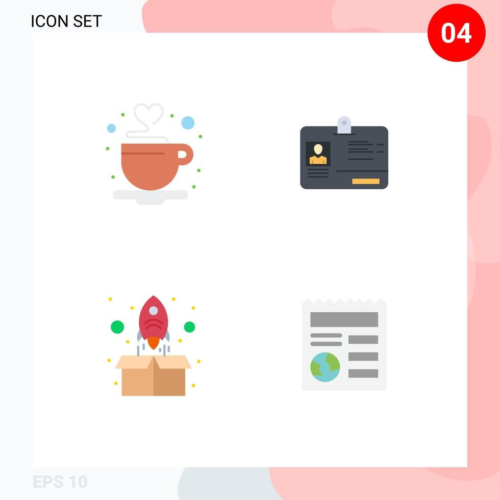 Universal Icon Symbols Group of 4 Modern Flat Icons of coffee start tea identity package Editable Vector Design Elements