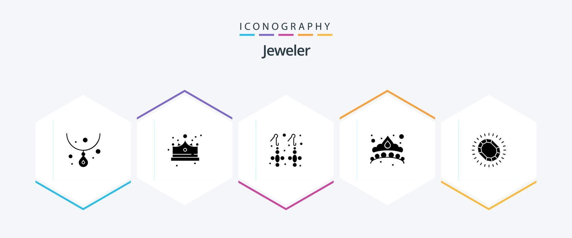 Jewellery 25 Glyph icon pack including jewelry. jewel. earring. jewelry. crown vector
