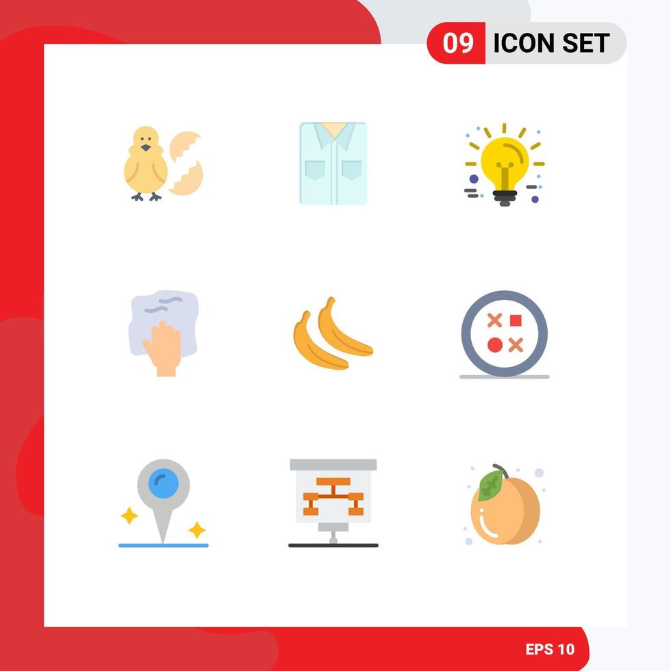 Mobile Interface Flat Color Set of 9 Pictograms of scrub housework shopping hand technology Editable Vector Design Elements