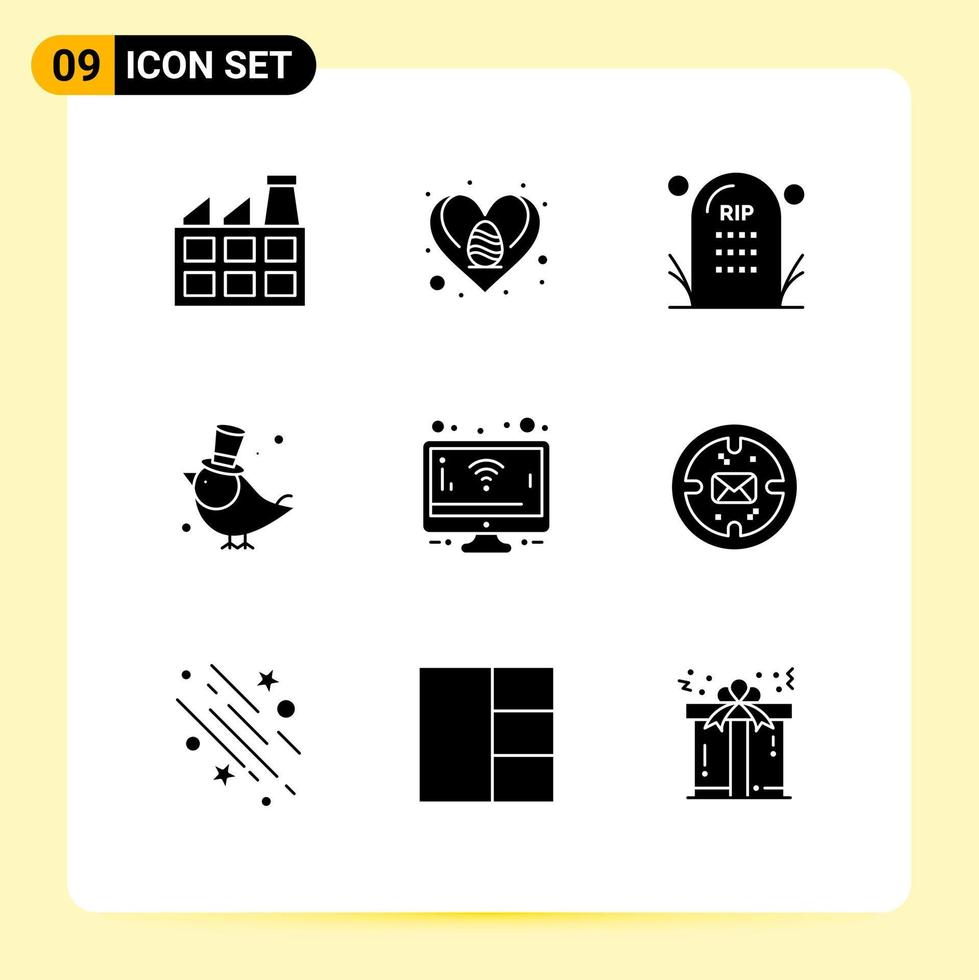 9 Creative Icons Modern Signs and Symbols of screen sparrow death pet bird Editable Vector Design Elements