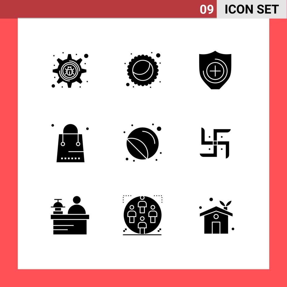 9 User Interface Solid Glyph Pack of modern Signs and Symbols of printing print shield labels holiday Editable Vector Design Elements