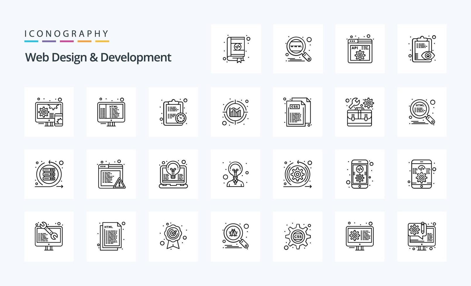 25 Web Design And Development Line icon pack vector