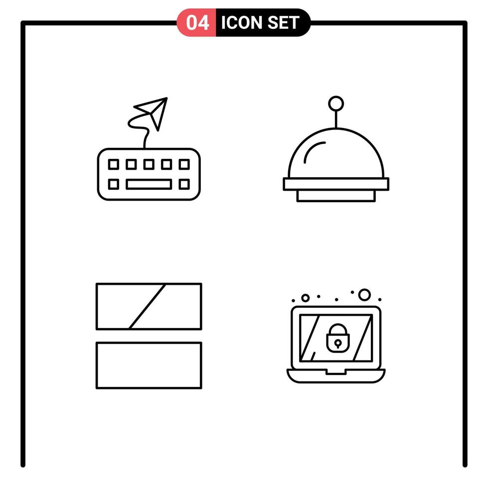 conjunto moderno de 4 pictogramas de colores planos de línea de relleno de elementos de diseño vectorial editables portátiles de edición de alarma de diseño adjunto vector