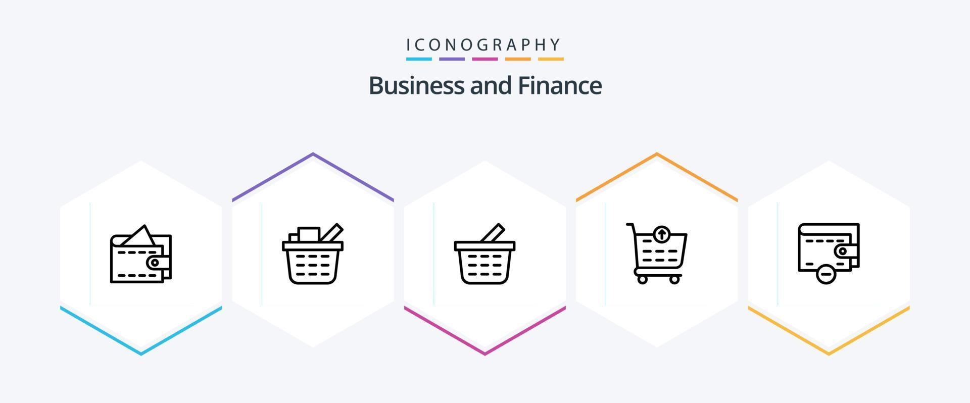 paquete de iconos de 25 líneas de finanzas que incluye . carrito de compras. vector