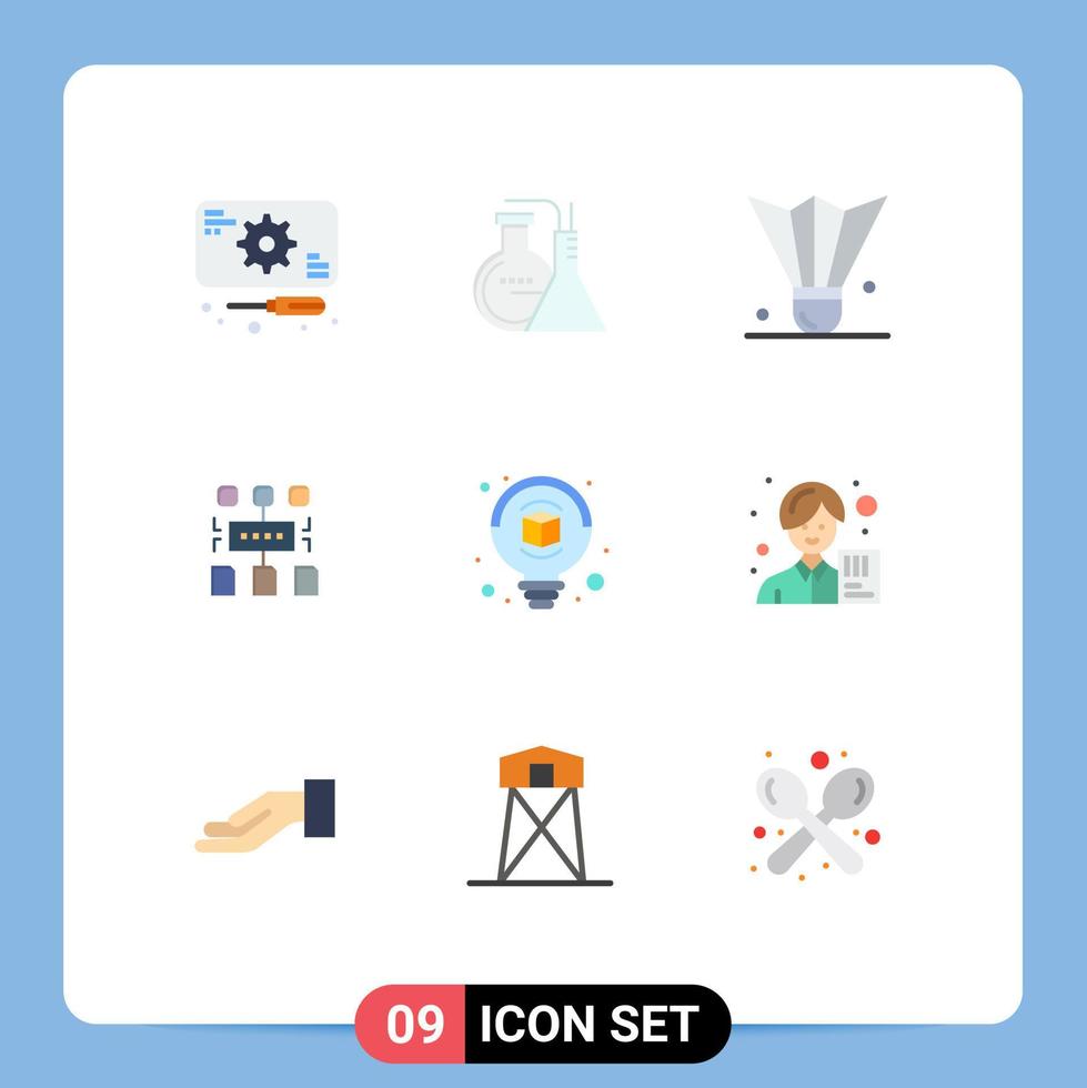 Stock Vector Icon Pack of 9 Line Signs and Symbols for bulb user badminton program sports equipment Editable Vector Design Elements