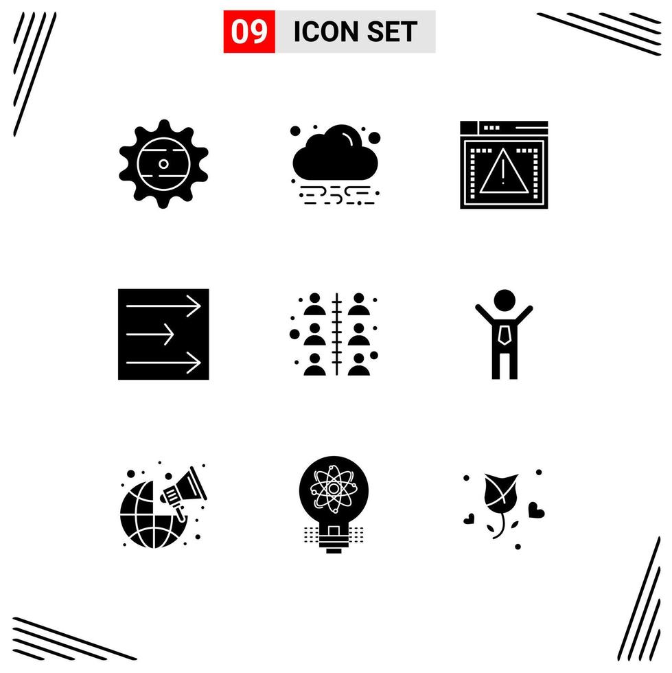 9 User Interface Solid Glyph Pack of modern Signs and Symbols of work relationship computing building weather Editable Vector Design Elements