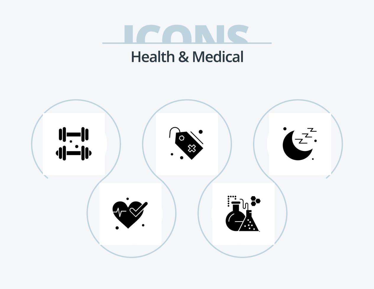 paquete de iconos de glifos médicos y de salud 5 diseño de iconos. signo. médico. aptitud física. signo. etiqueta vector