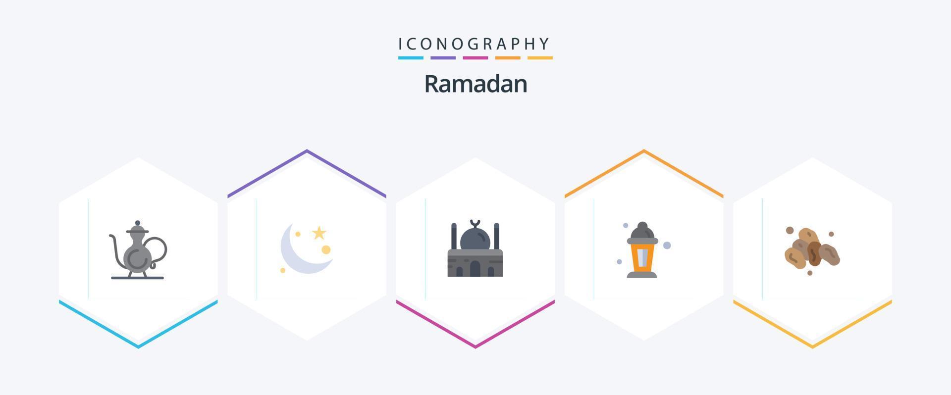 ramadan 25 paquete de iconos planos que incluye lámpara. abrahámico. musulmán. lugar. mezquita vector