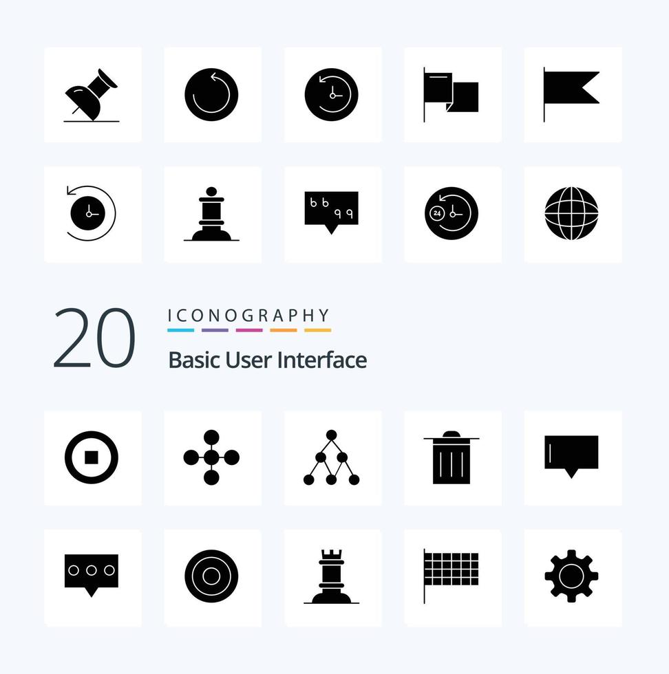 20 Basic Solid Glyph icon Pack like comment talk network message ui vector