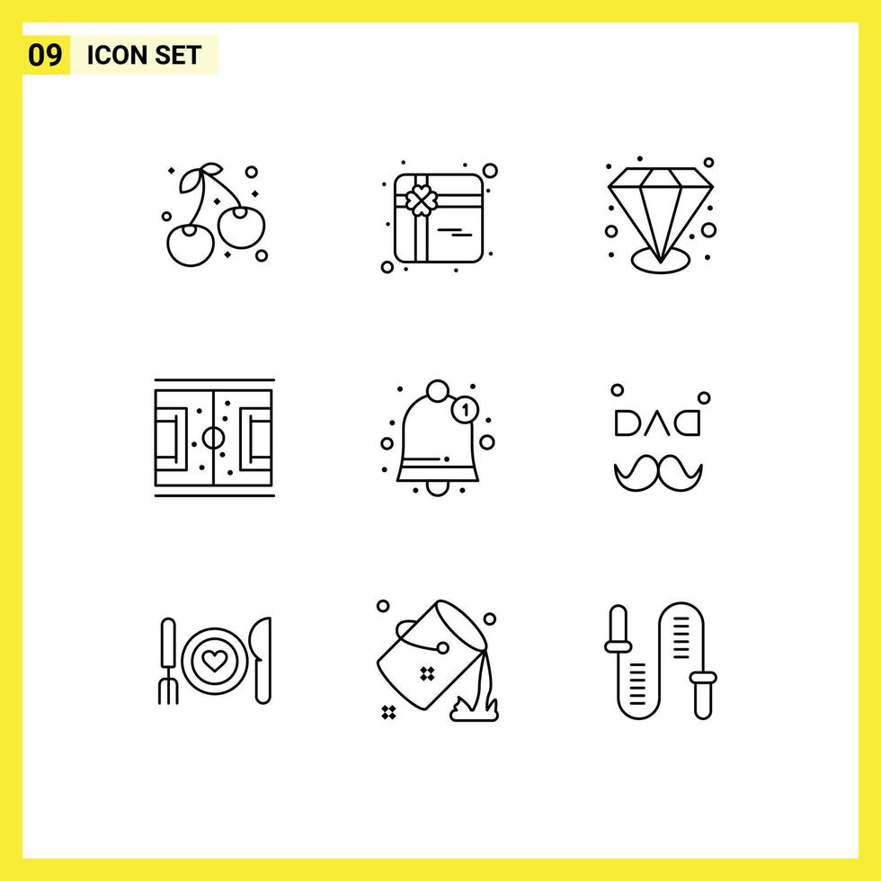 9 Universal Outline Signs Symbols of user interface quality match playground Editable Vector Design Elements
