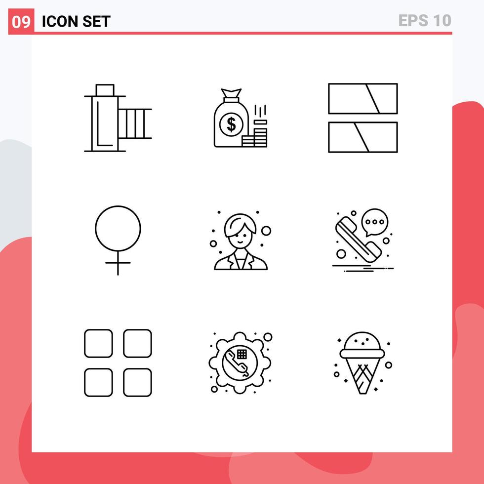 Modern Set of 9 Outlines and symbols such as gender layout finance image editing Editable Vector Design Elements