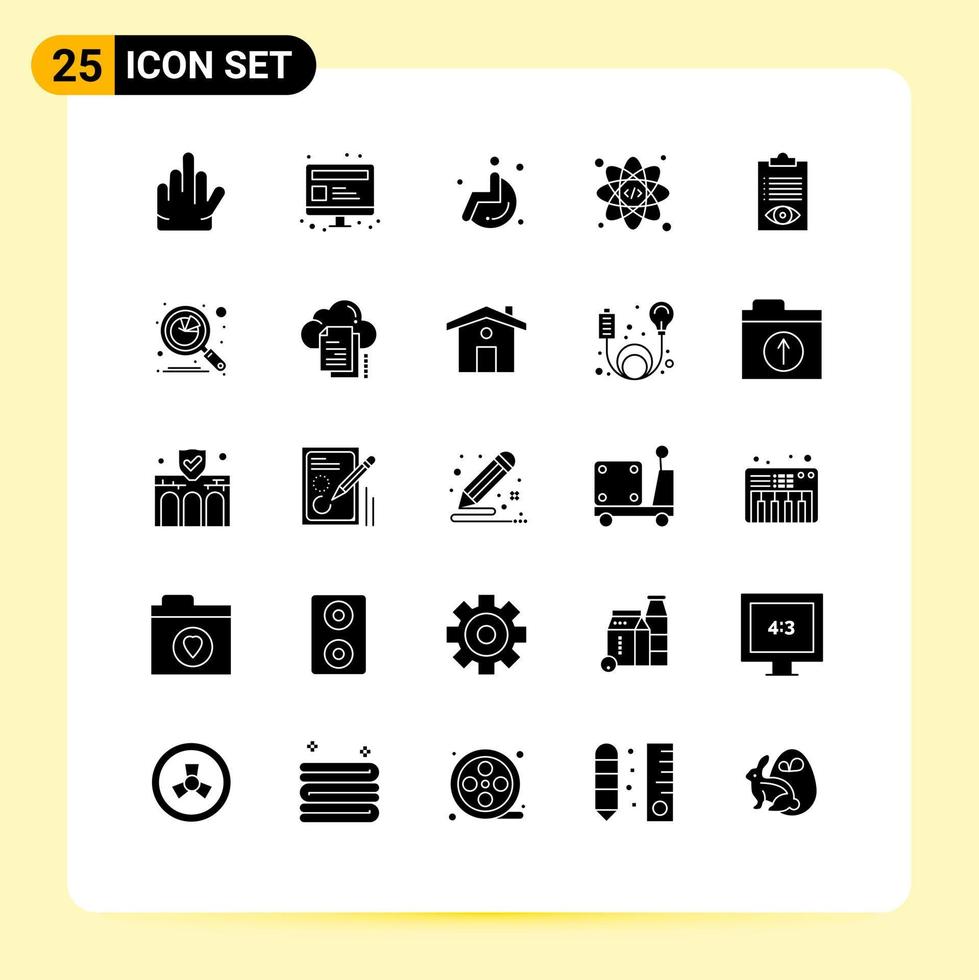 Modern Set of 25 Solid Glyphs Pictograph of list job wheel delivery coding Editable Vector Design Elements