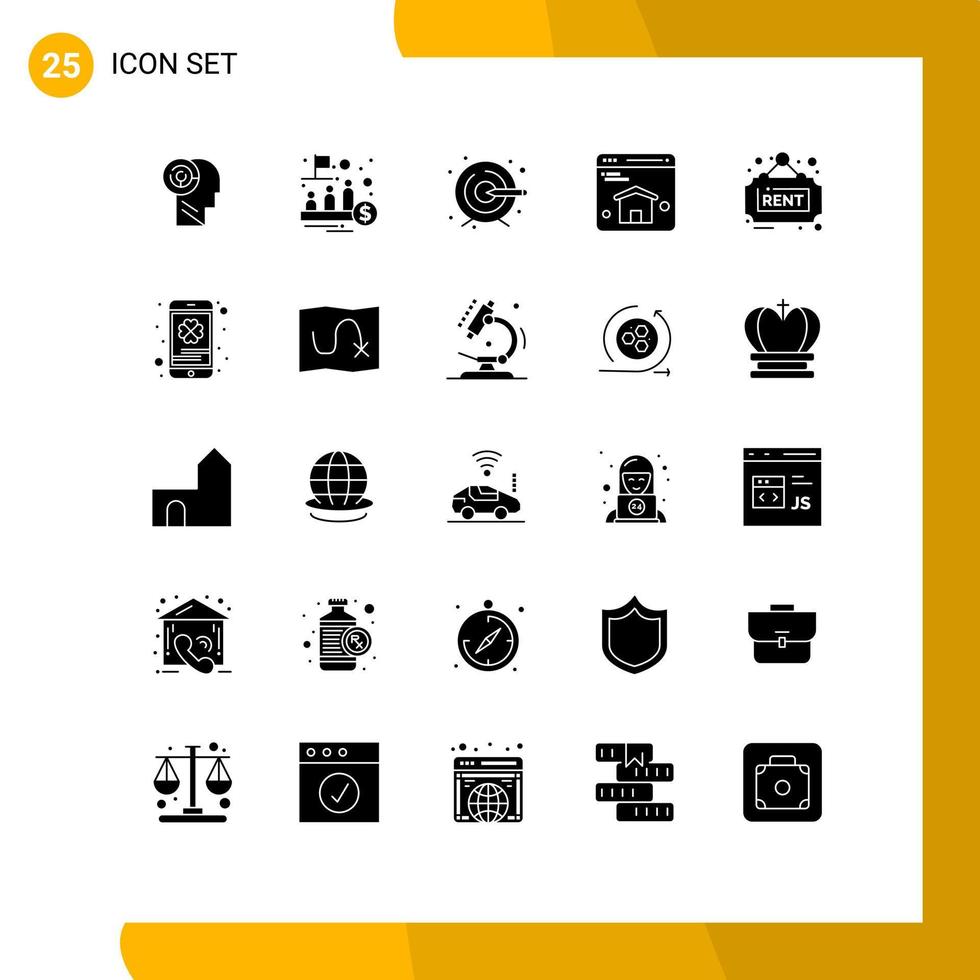 Set of 25 Modern UI Icons Symbols Signs for rent estate trade web browser Editable Vector Design Elements