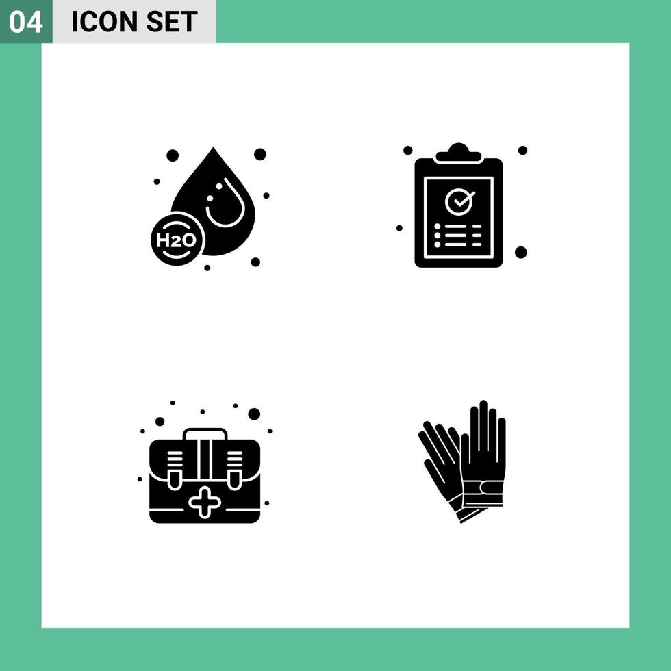 paquete de iconos de vector de stock de 4 signos y símbolos de línea para agua de ayuda de gota ok primeros elementos de diseño de vector editables