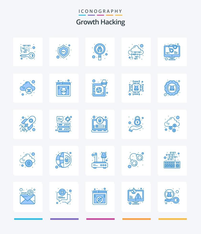 Creative Hacking 25 Blue icon pack  Such As code. digital. bug. code. binary vector