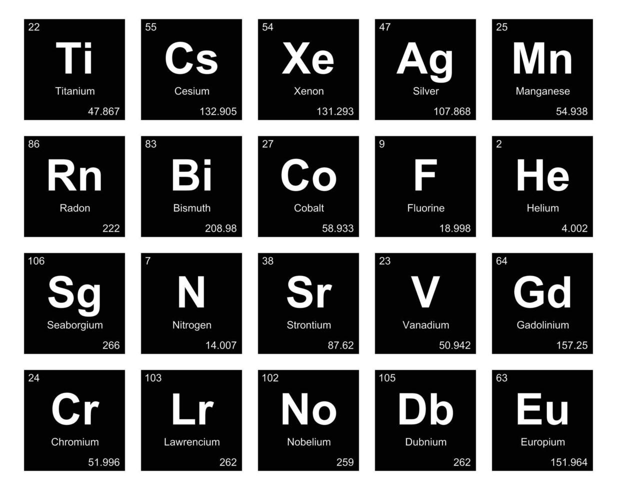 20 Preiodic table of the elements Icon Pack Design vector