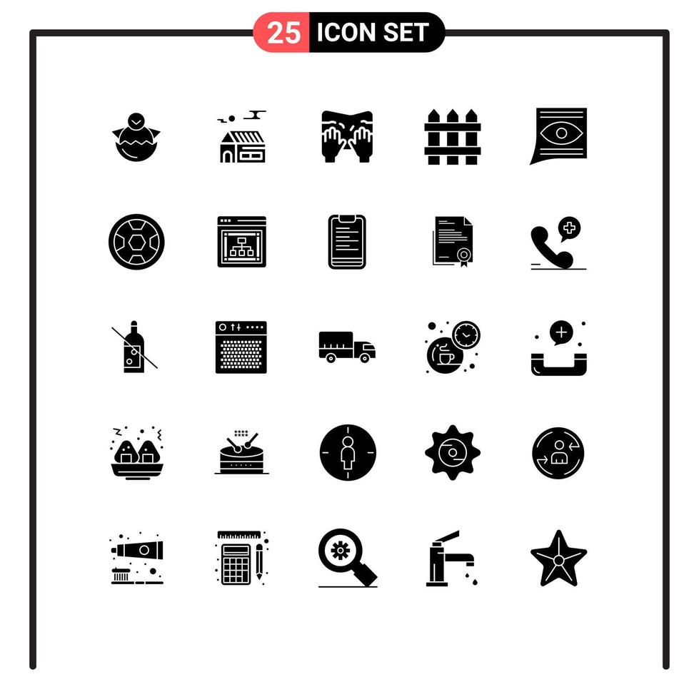 Pictogram Set of 25 Simple Solid Glyphs of communication security real estate home text Editable Vector Design Elements