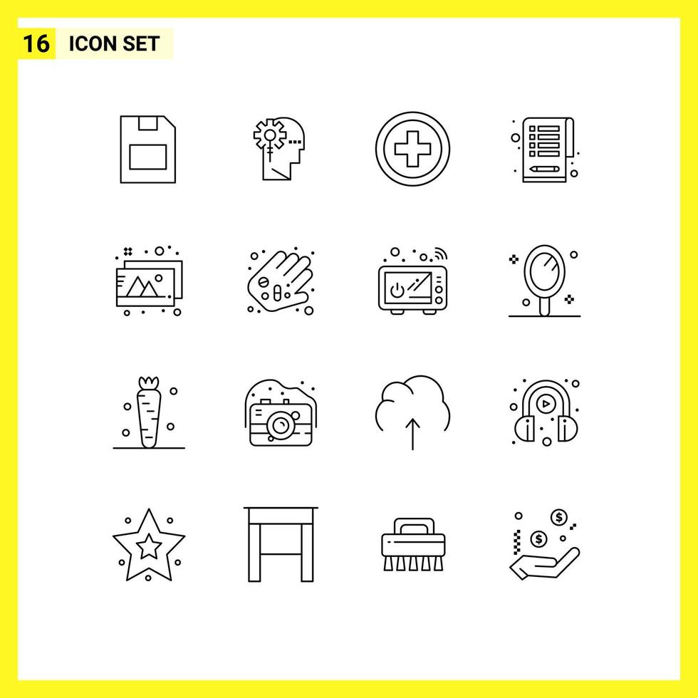 16 Creative Icons Modern Signs and Symbols of photos design processing tasks checklist Editable Vector Design Elements