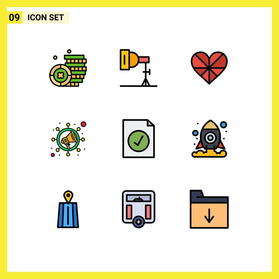 9 Filledline Flat Color concept for Websites Mobile and Apps selected complete love viral marketing Editable Vector Design Elements