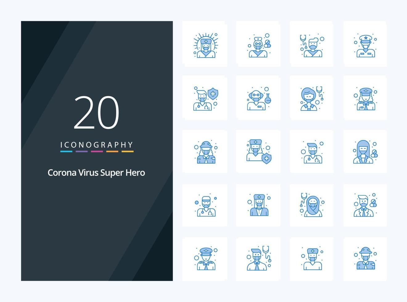 20 Corona Virus Super Hero Blue Color icon for presentation vector