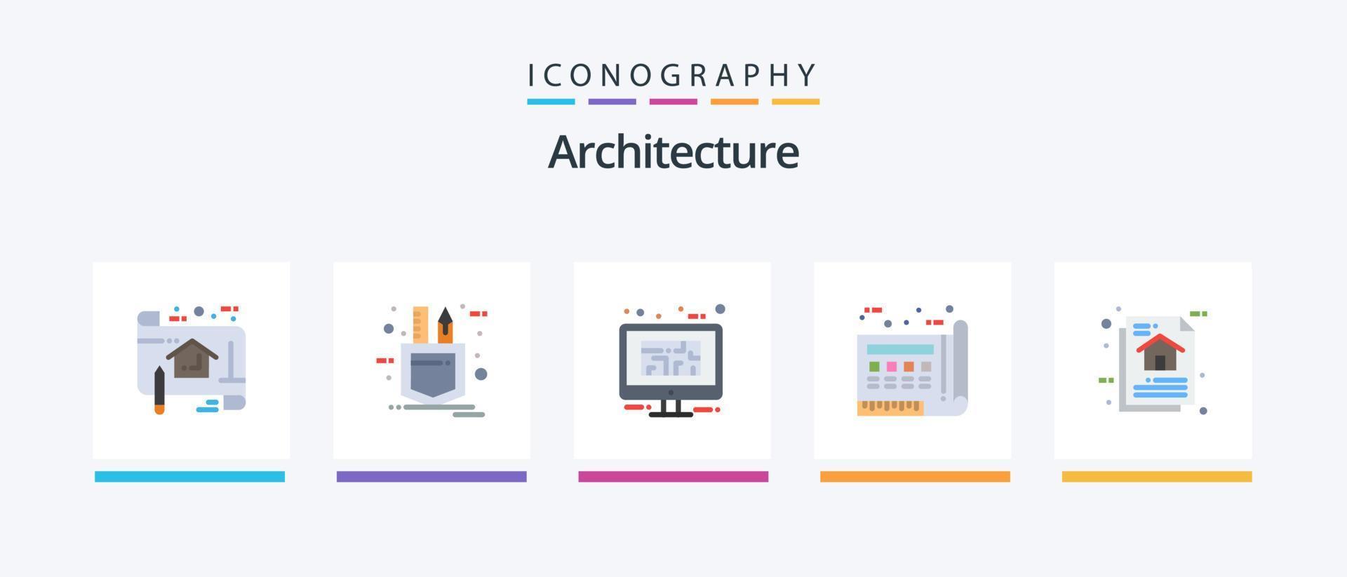 Architecture Flat 5 Icon Pack Including paper. document. sketch. blue. floor. Creative Icons Design vector