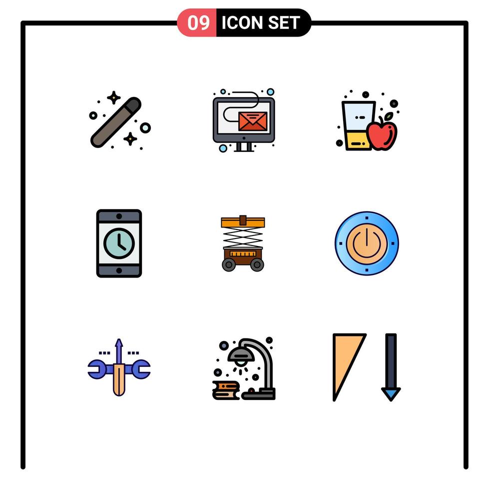 9 Universal Filledline Flat Colors Set for Web and Mobile Applications phone devices newsletter cellphone glass Editable Vector Design Elements