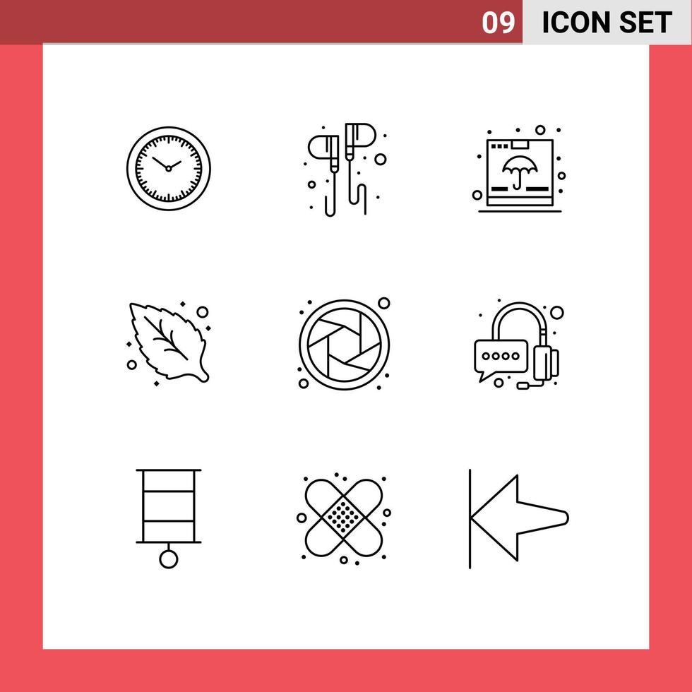 9 Thematic Vector Outlines and Editable Symbols of camera green smartphone environment insurance Editable Vector Design Elements