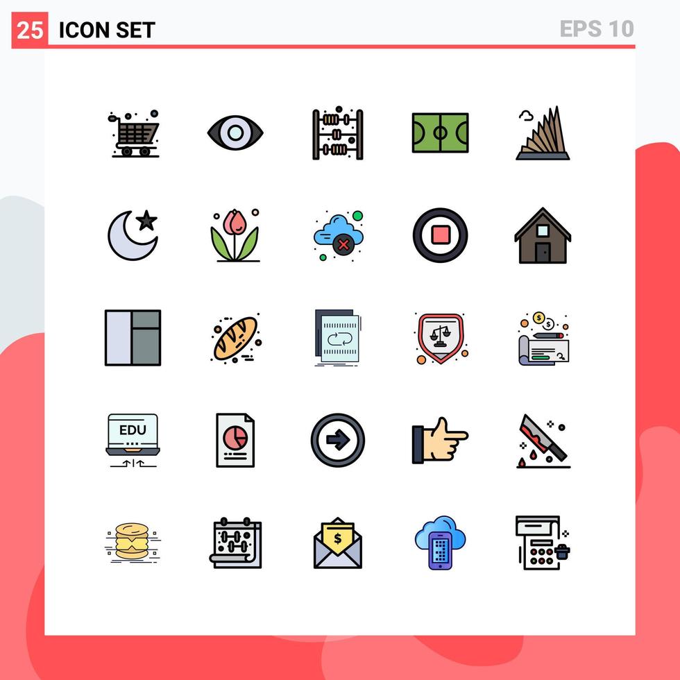 Stock Vector Icon Pack of 25 Line Signs and Symbols for moon landmark count estate building Editable Vector Design Elements