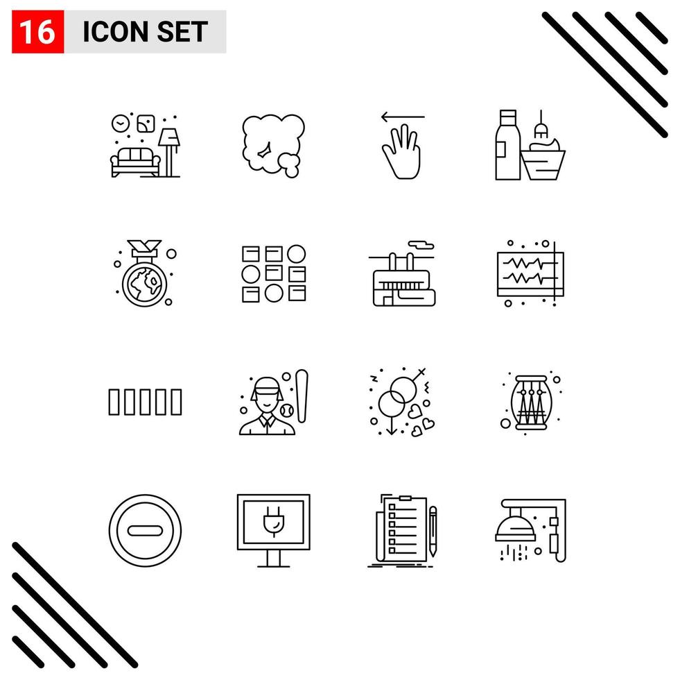 16 Thematic Vector Outlines and Editable Symbols of makeup accessories grooming pollution cosmetology left Editable Vector Design Elements