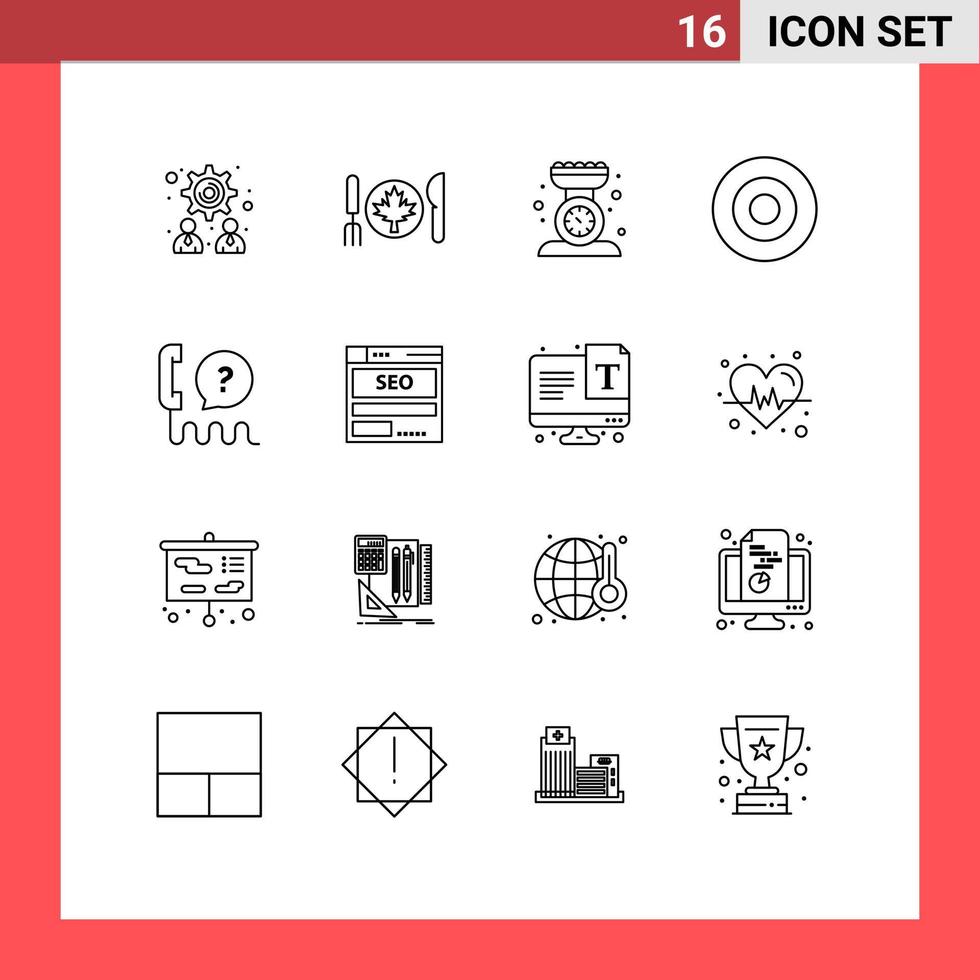 16 Universal Outline Signs Symbols of help symbols cooking symbolism gold Editable Vector Design Elements