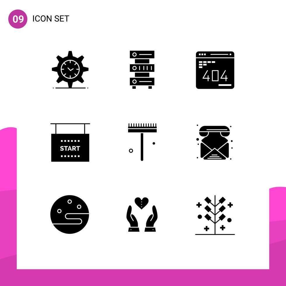 User Interface Pack of 9 Basic Solid Glyphs of start race storage flag web Editable Vector Design Elements