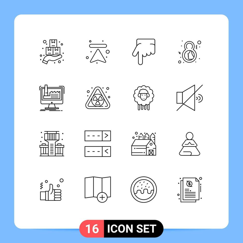 Group of 16 Modern Outlines Set for digital symbol upload female day Editable Vector Design Elements