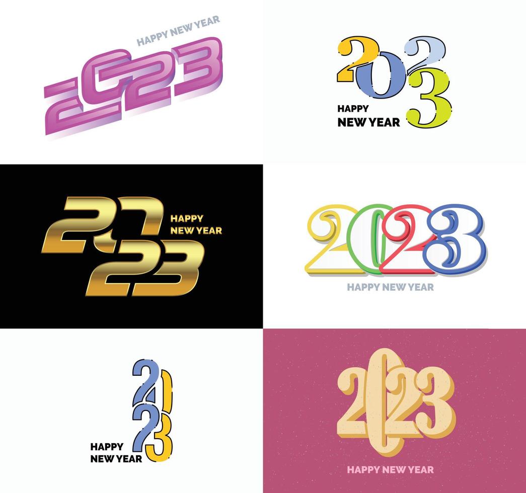 Big Collection of 2023 Happy New Year symbols Cover of business diary for 2023 with wishes vector