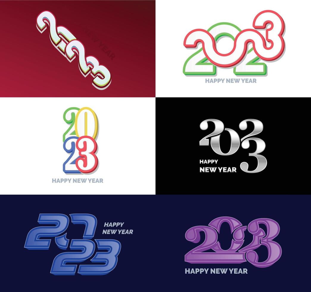 Big Collection of 2023 Happy New Year symbols Cover of business diary for 2023 with wishes vector