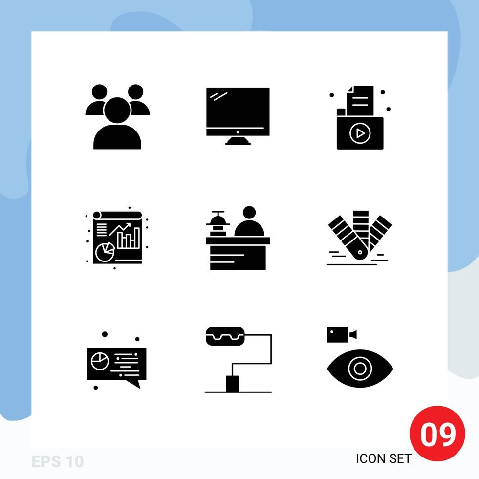 9 Universal Solid Glyphs Set for Web and Mobile Applications hotel report document file record Editable Vector Design Elements