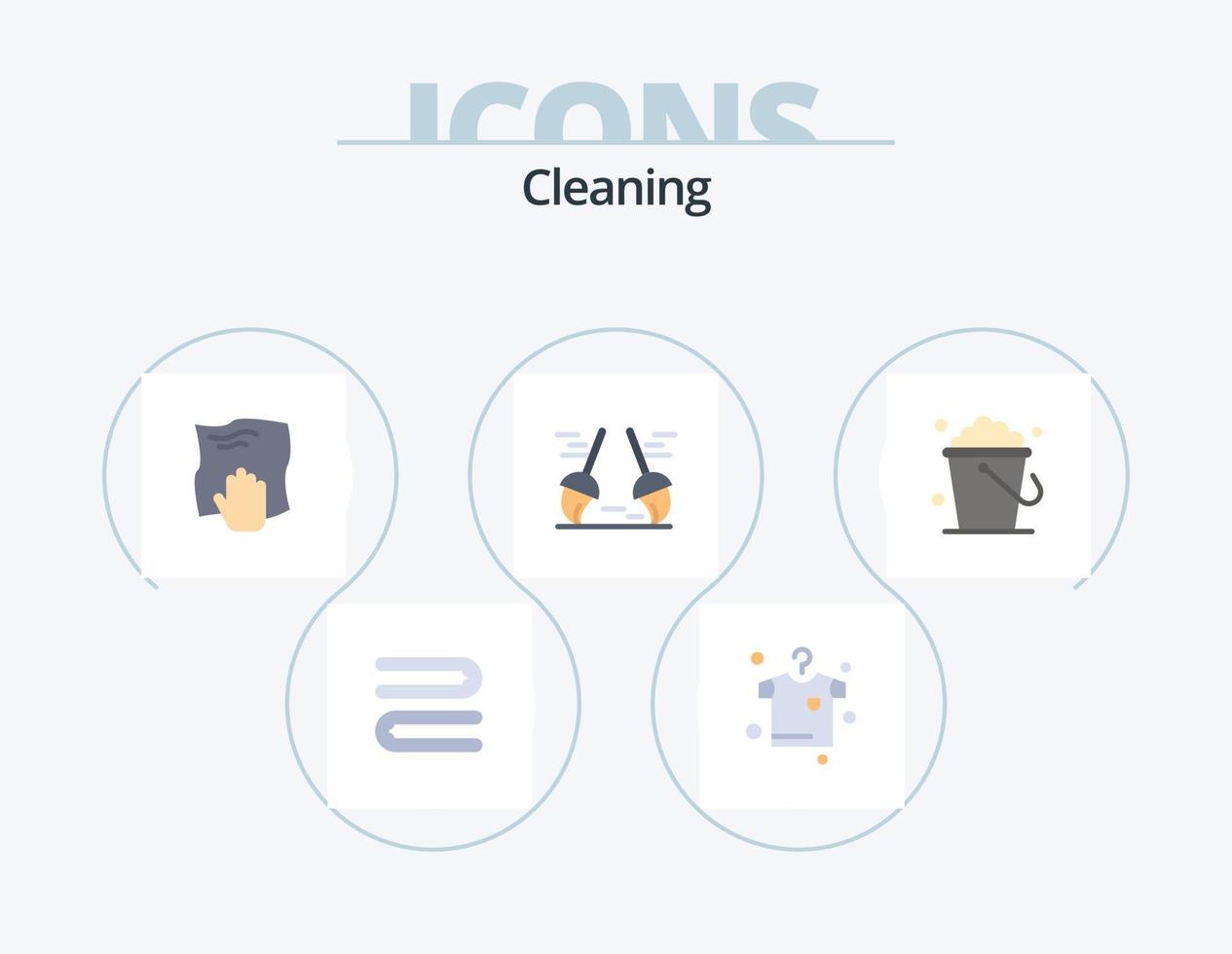 Cleaning Flat Icon Pack 5 Icon Design. floor. bucket. housework. sweep. clean vector