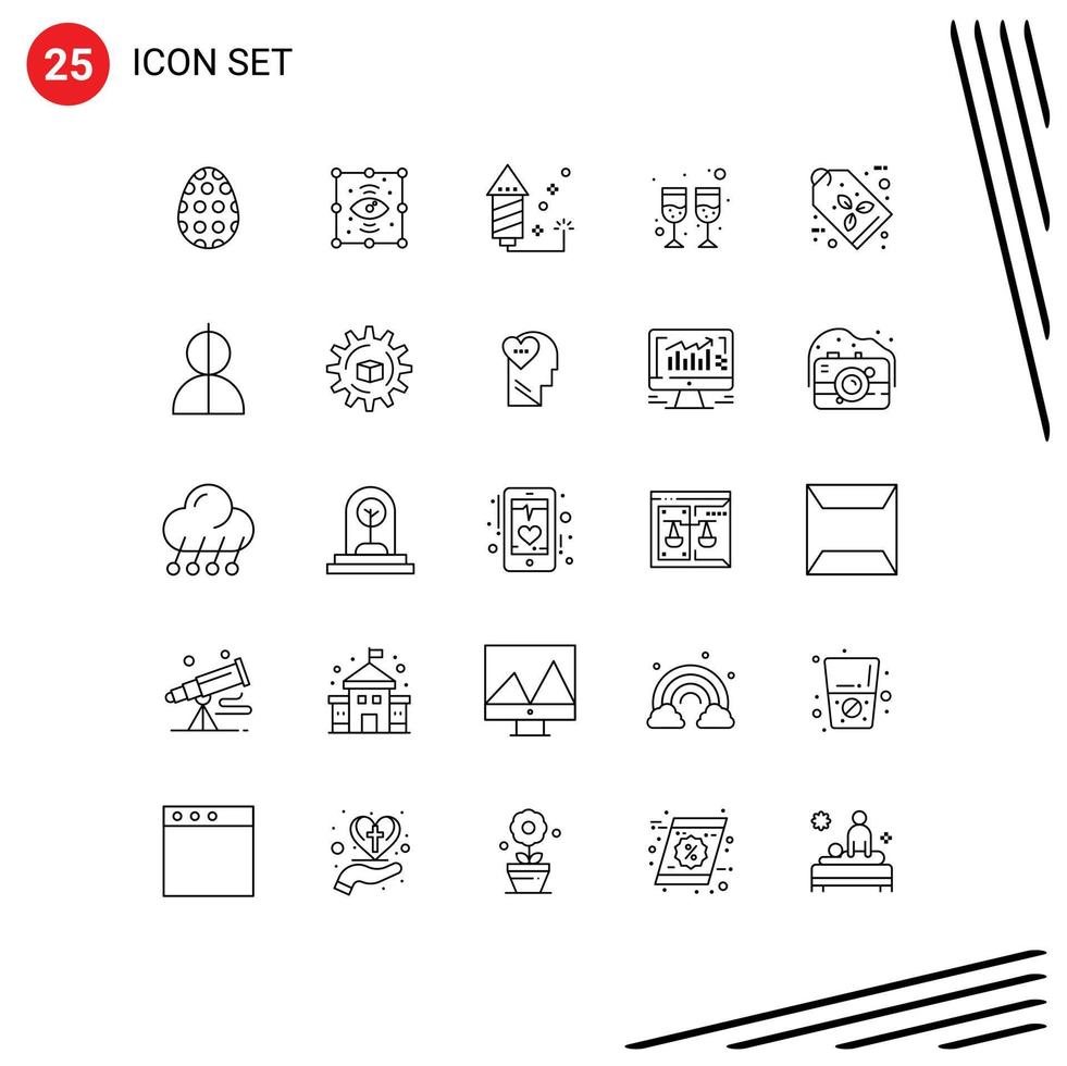 Modern Set of 25 Lines and symbols such as label eco celebration wine drink Editable Vector Design Elements