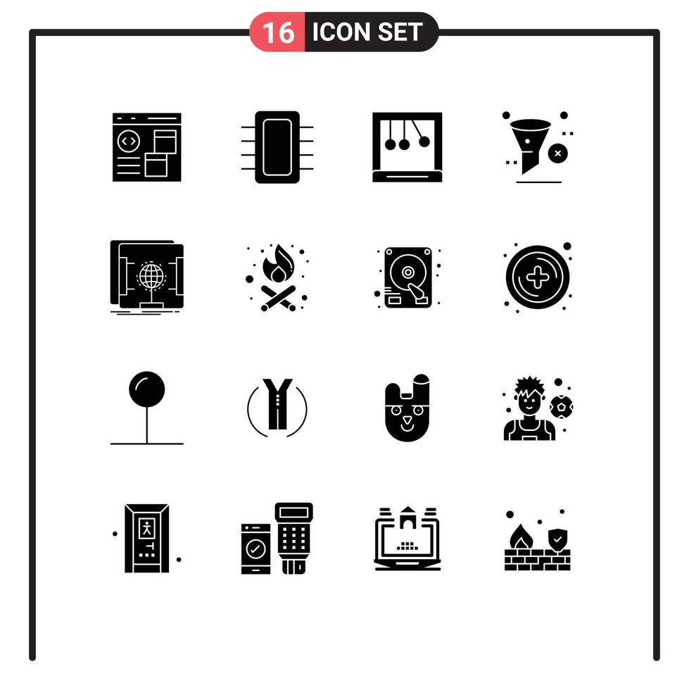 16 Creative Icons Modern Signs and Symbols of trash filter gadget development newton Editable Vector Design Elements