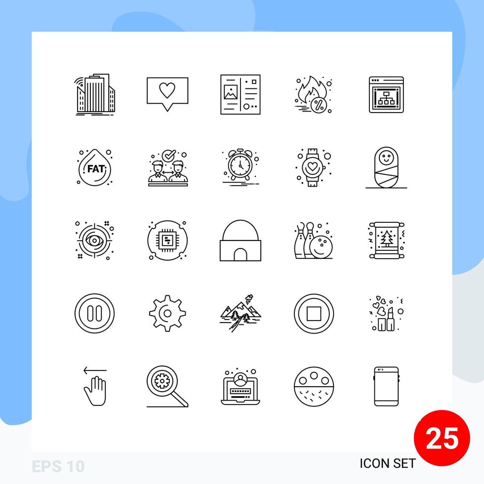 Set of 25 Modern UI Icons Symbols Signs for web marketing letter discount hot sale Editable Vector Design Elements