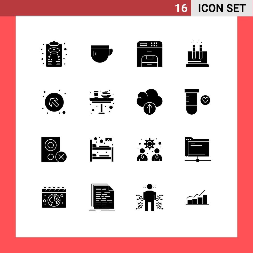 Pictogram Set of 16 Simple Solid Glyphs of arrow tube basic test printer Editable Vector Design Elements