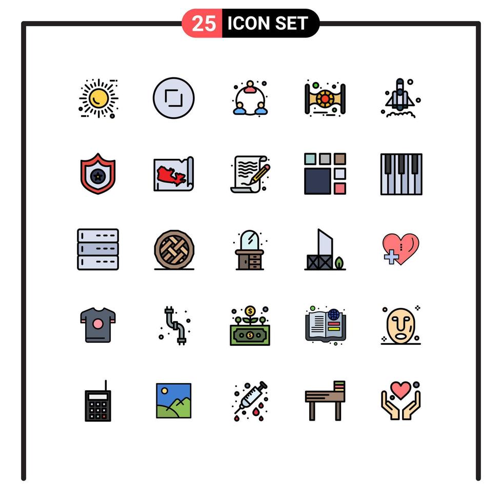 grupo de símbolos de iconos universales de 25 colores planos de líneas llenas modernas de elementos de diseño de vectores editables espaciales de lanzamiento de inicio zoom star wars